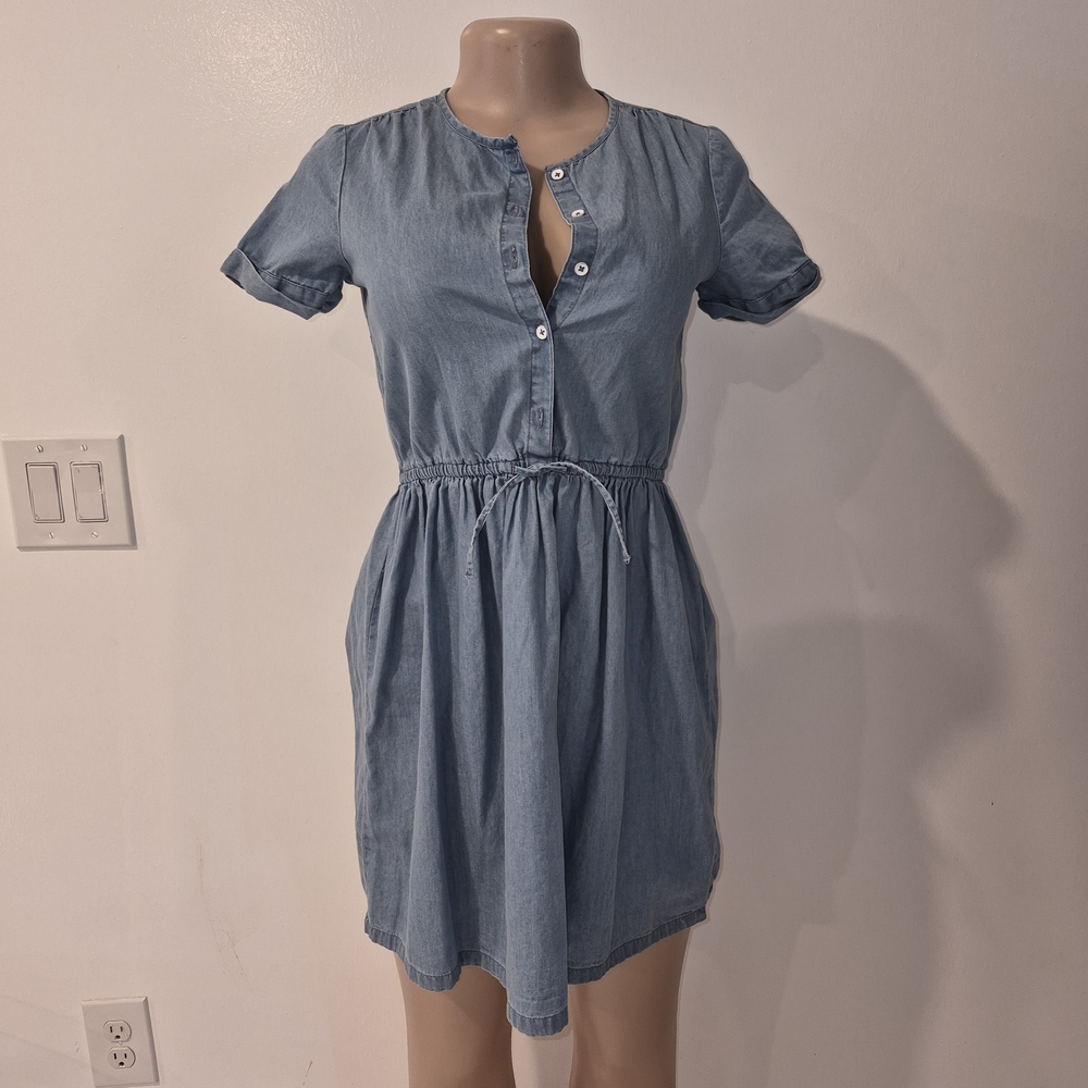 GAP Light Blue Button-Up Mini Dress